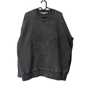 Stella McCartney Acid Wash Gray Embossed Logo Oversized Sweatshirt Womens Size 4